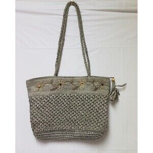 Women's No Brand Name Sage Woven  Hobo Bohemian Summer Handbag PO- Good